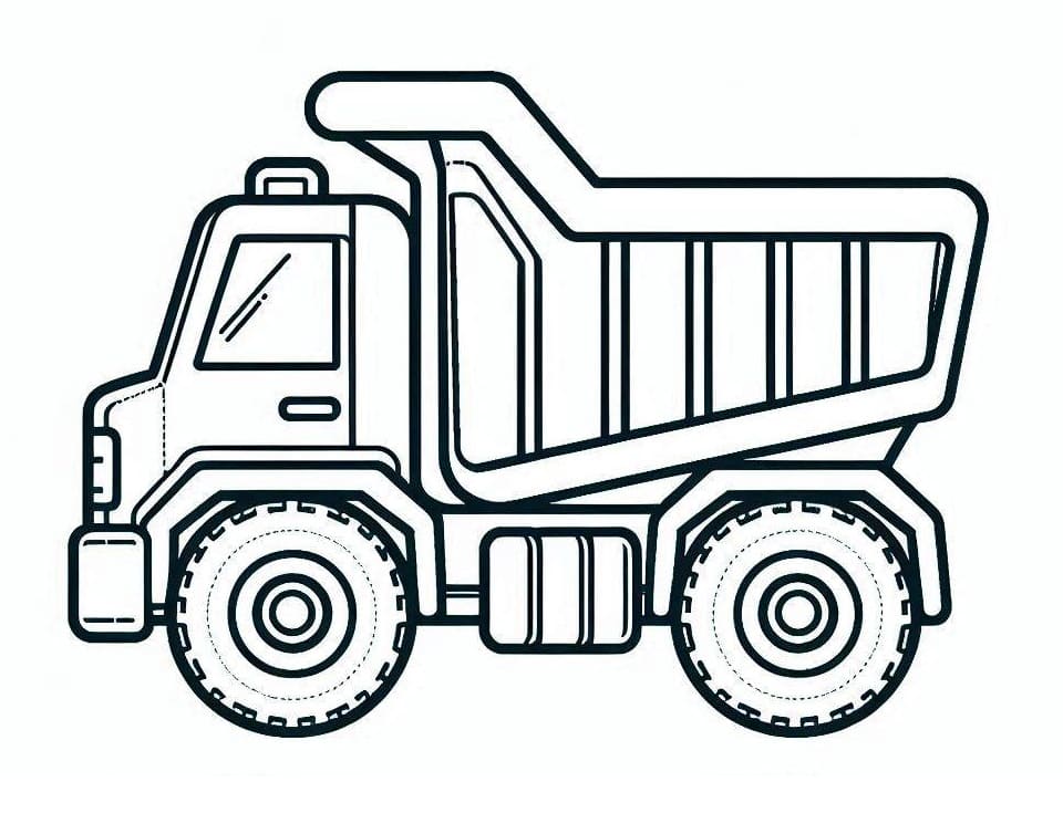 Desenho de Caminhão Caçamba Grátis para Crianças para Colorir e Pintar