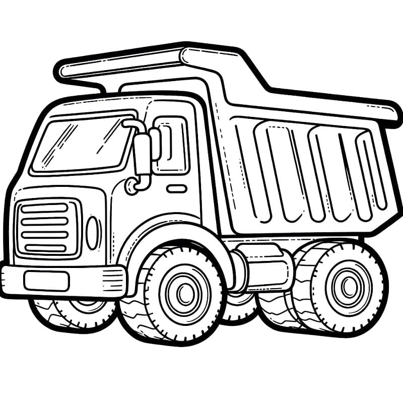 Desenho de Caminhão Caçamba Imprimivel Grátis para Crianças para Colorir e Pintar