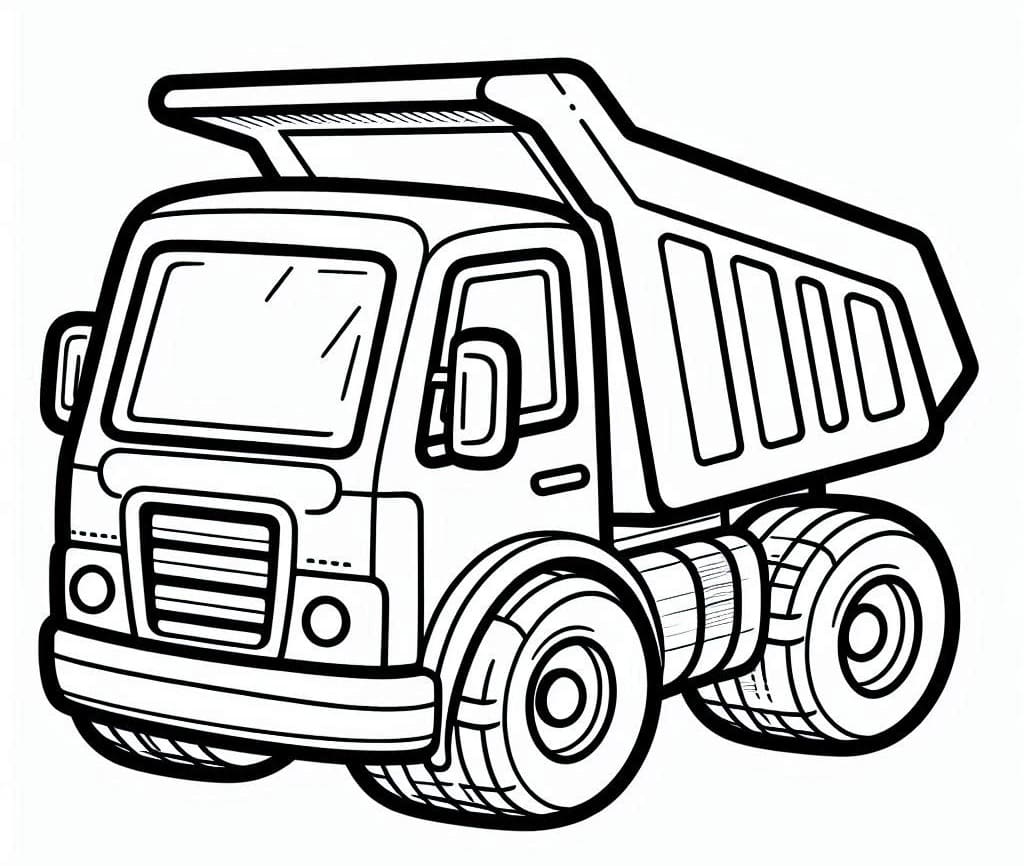 Desenho de Caminhão Caçamba Imprimivel Grátis para Colorir e Pintar