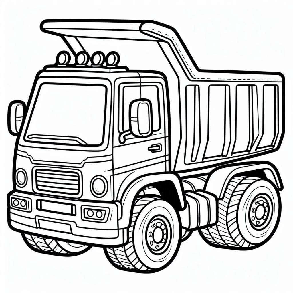 Desenho de Caminhão Caçamba Imprimivel para Crianças para Colorir e Pintar