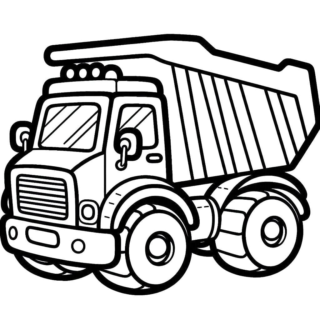 Desenho de Caminhão Caçamba Imprimivel para Colorir e Pintar