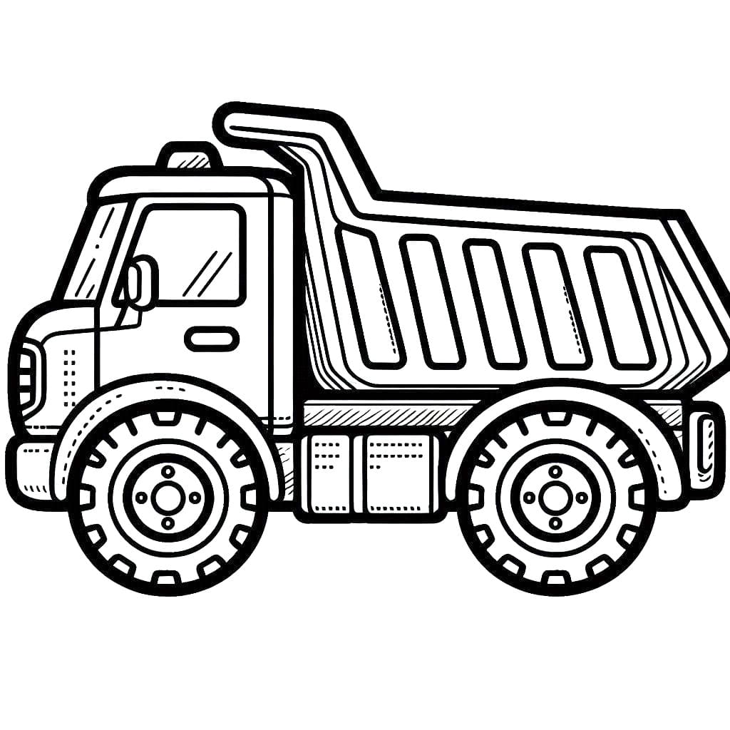 Desenho de Caminhão Caçamba para Crianças de 2 Anos para Colorir e Pintar