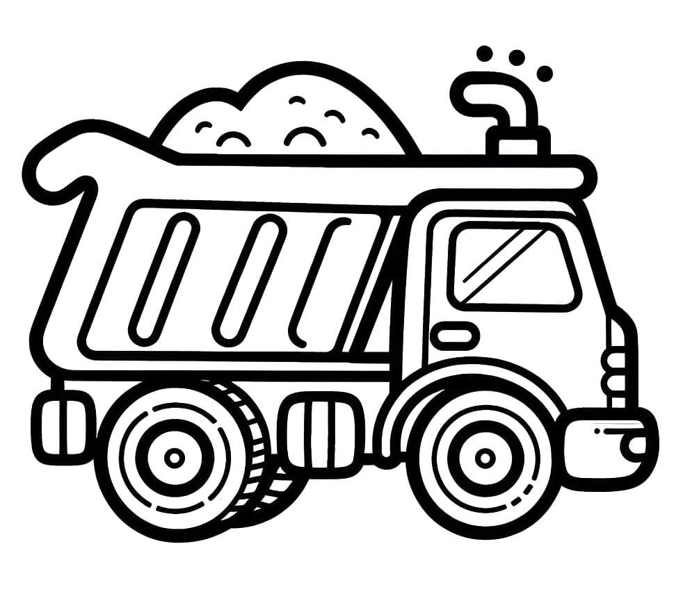 Desenho de Caminhão Caçamba para Crianças de 4 Anos para Colorir e Pintar