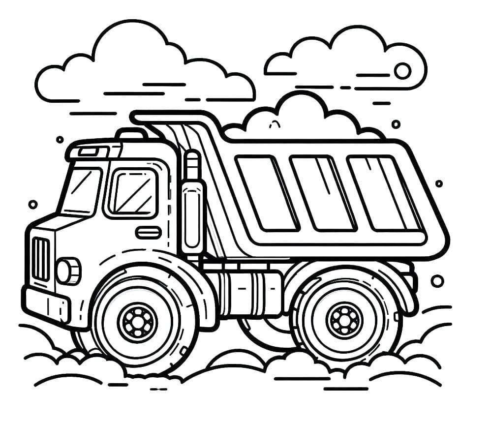 Desenho de Caminhão Caçamba para Crianças de 5 Anos para Colorir e Pintar