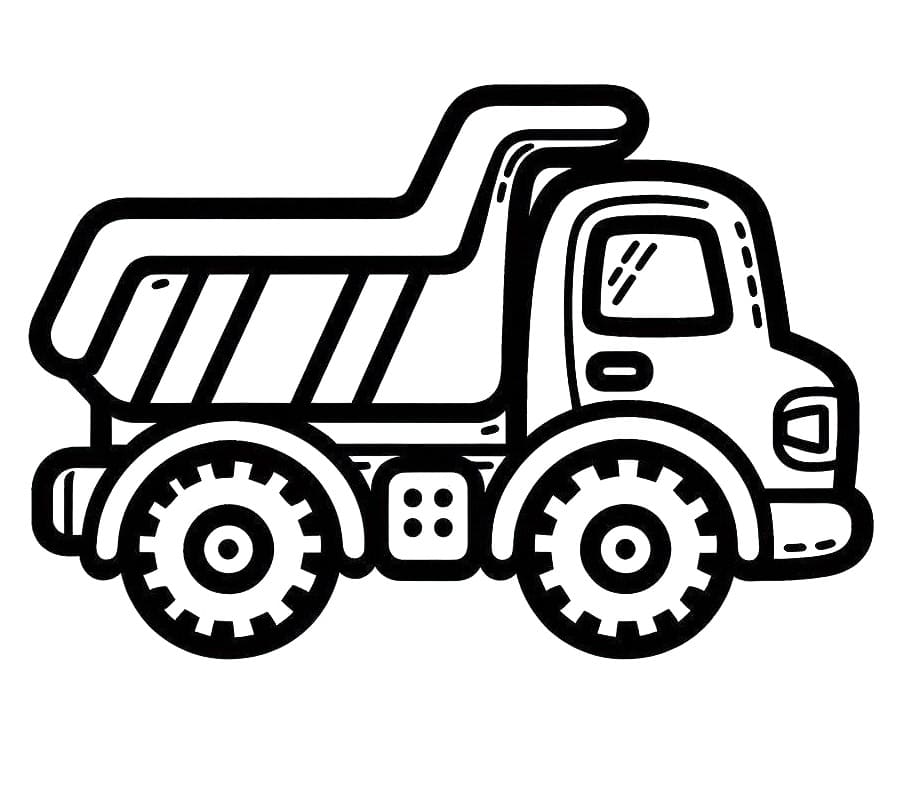 Desenho de Caminhão Caçamba para Crianças de 6 Anos para Colorir e Pintar