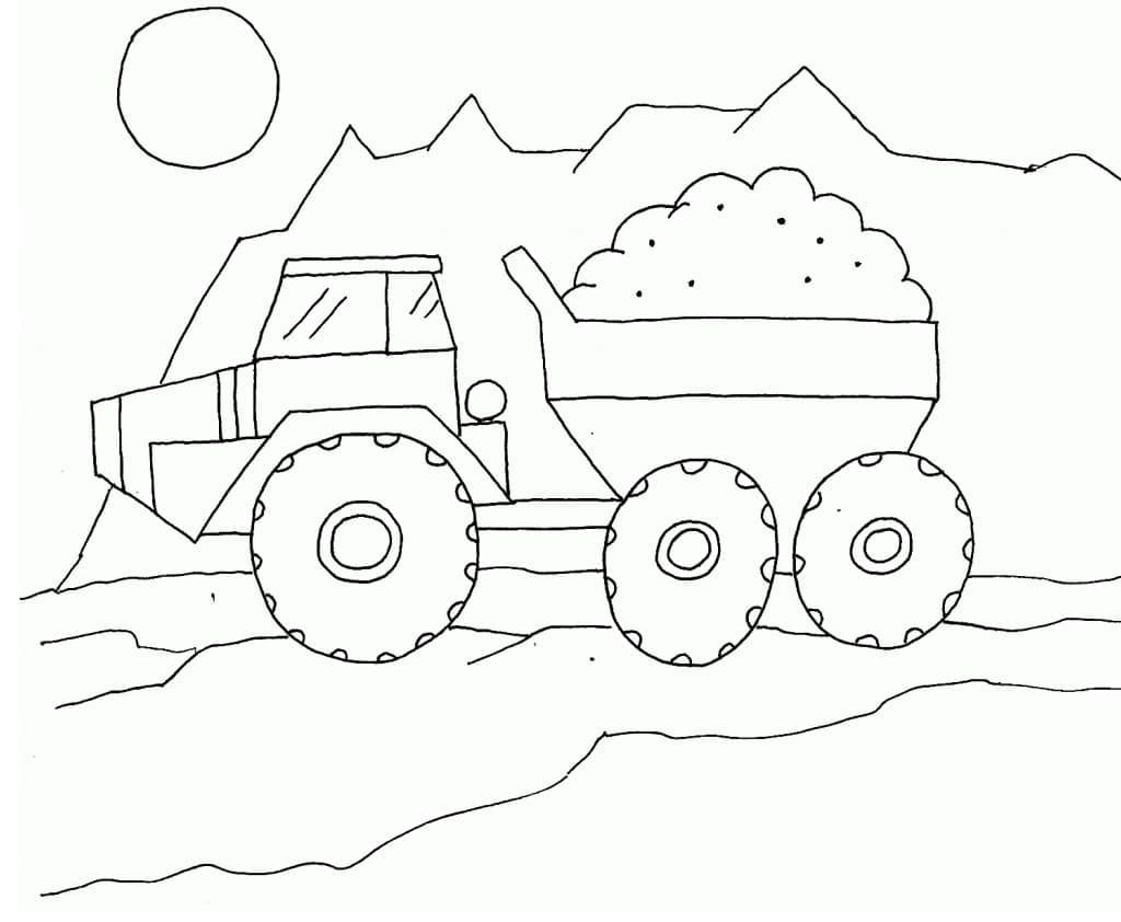 Desenho de Caminhão Caçamba Infantil para Colorir e Imprimir e Pintar