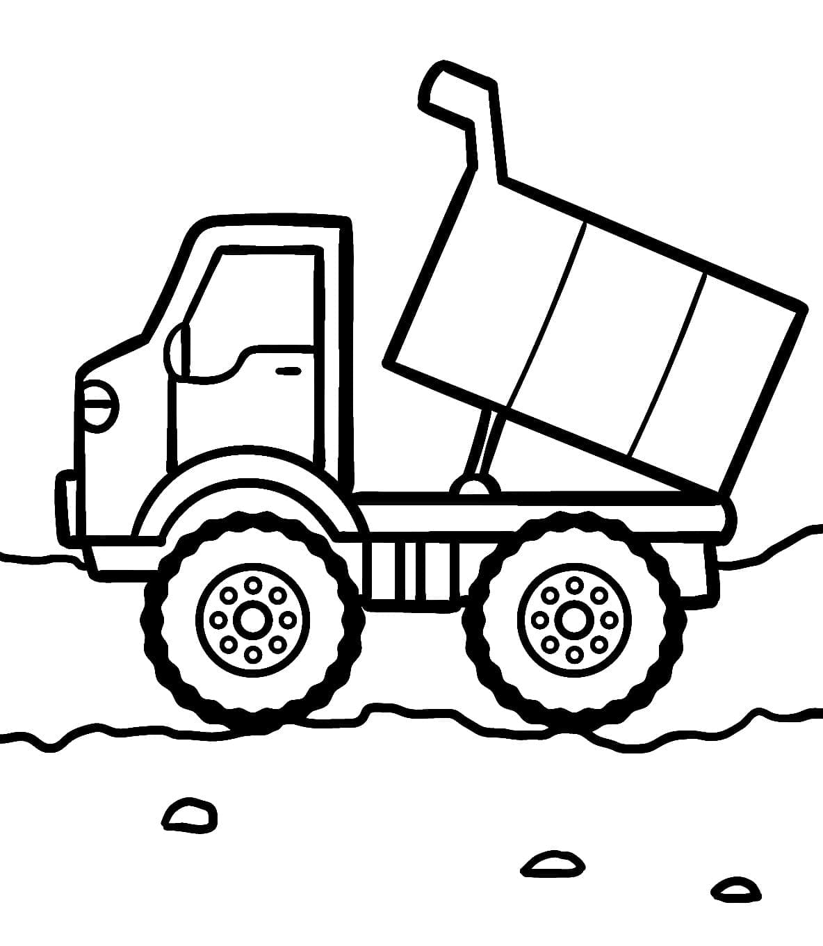 Desenho de Caminhão Caçamba para Colorir Usando Giz de Cera e Pintar