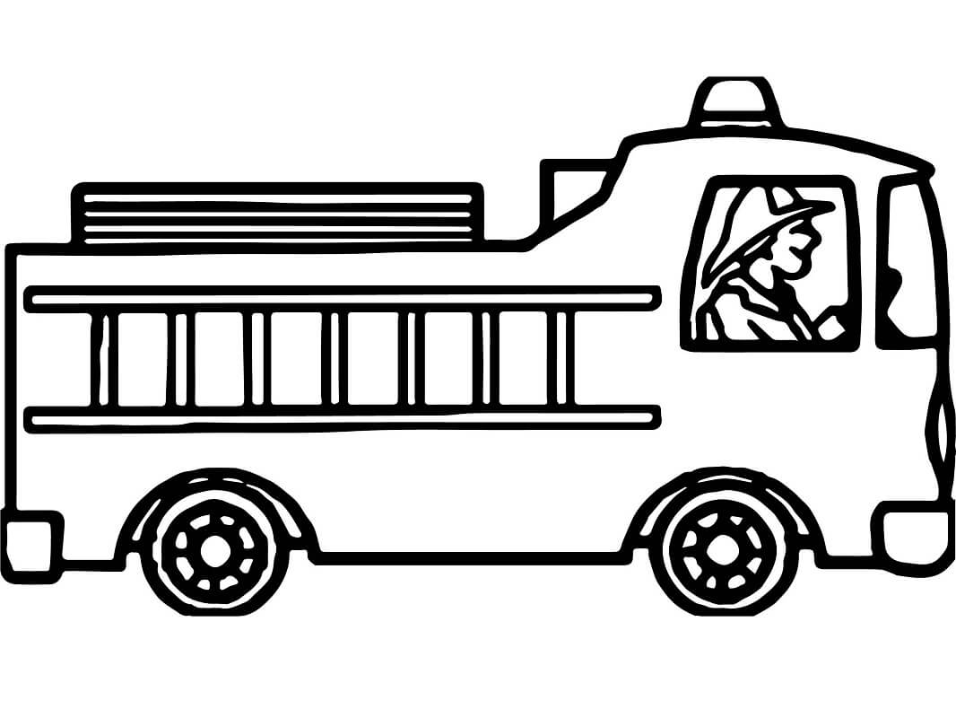 Desenho de Caminhão de Bombeiros no Resgate para Colorir e Imprimir e Pintar