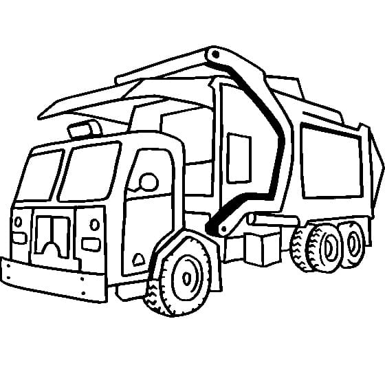 Desenho de Caminhão de Lixo em Ação para Colorir e Imprimir e Pintar