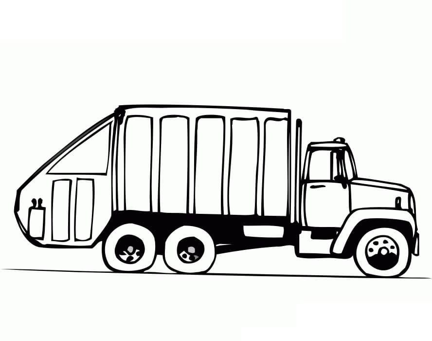 Desenho de Caminhão de Lixo Infantil para Colorir e Imprimir e Pintar