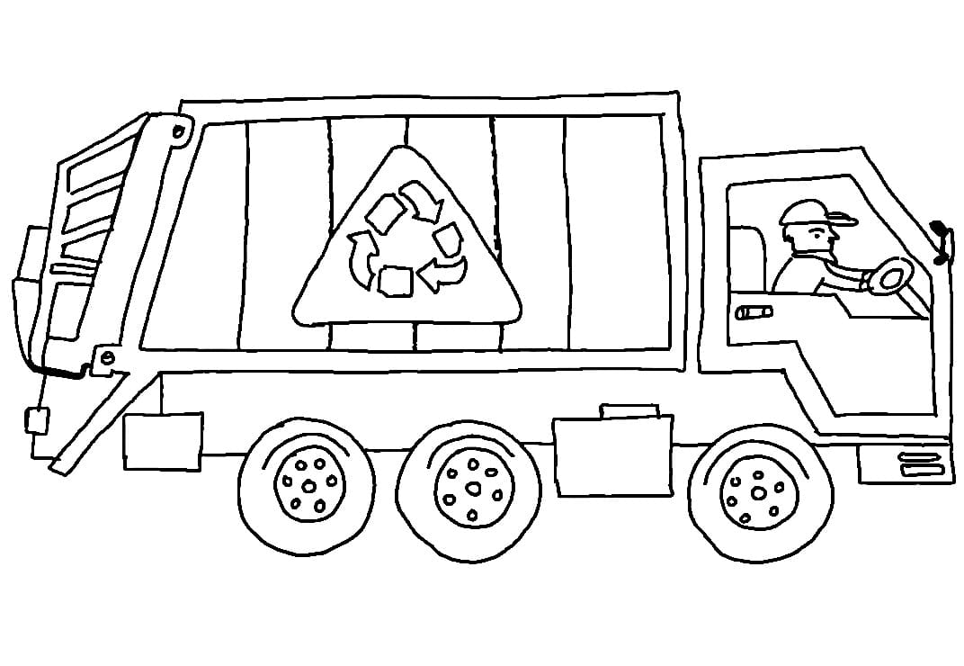 Desenho de Caminhão de Lixo Pdf Grátis para Colorir e Imprimir e Pintar