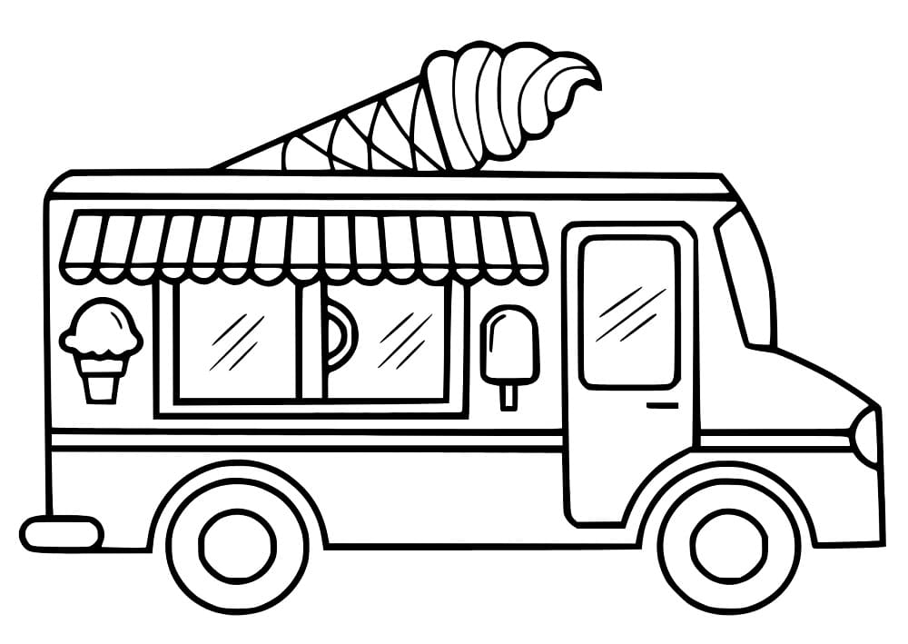 Desenho de Caminhão de Sorvete para Crianças de 1 Ano para Colorir