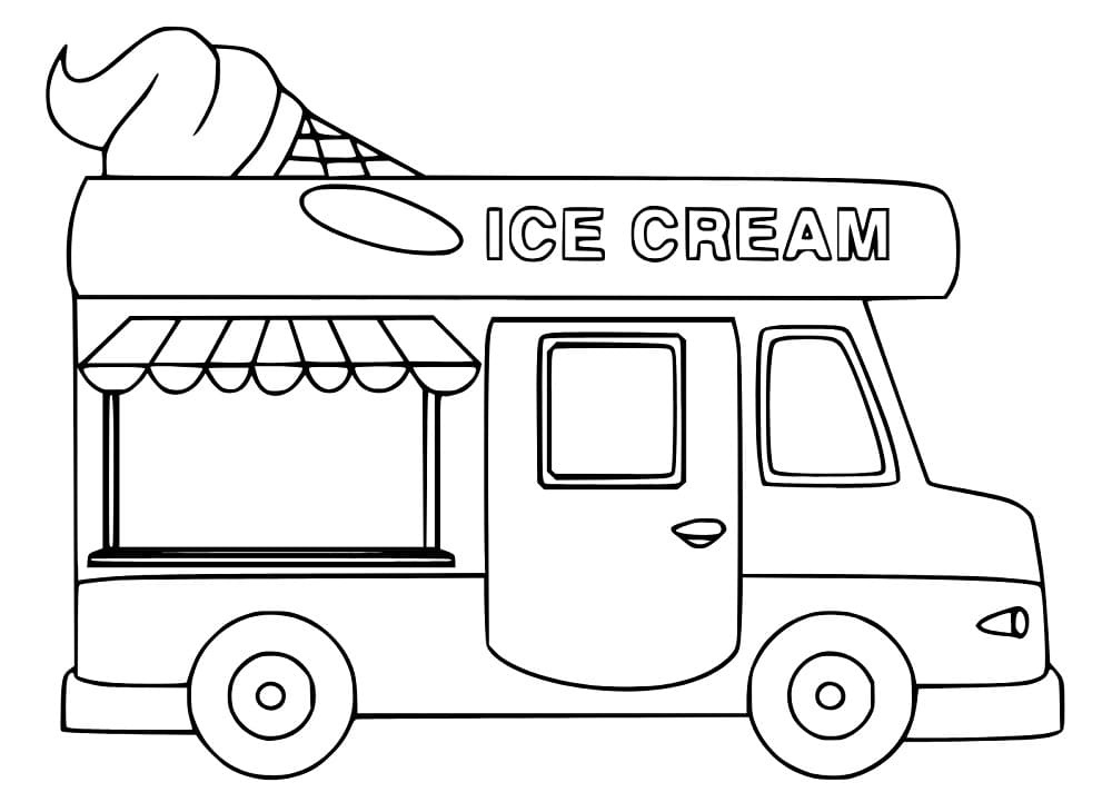 Desenho de Caminhão de Sorvete para Crianças de 2 Anos para Colorir