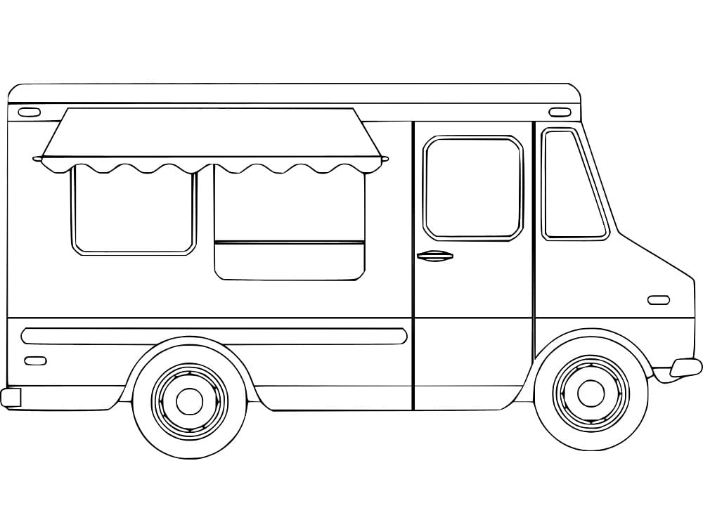 Desenho de Caminhão de Sorvete para Crianças de 3 Anos para Colorir