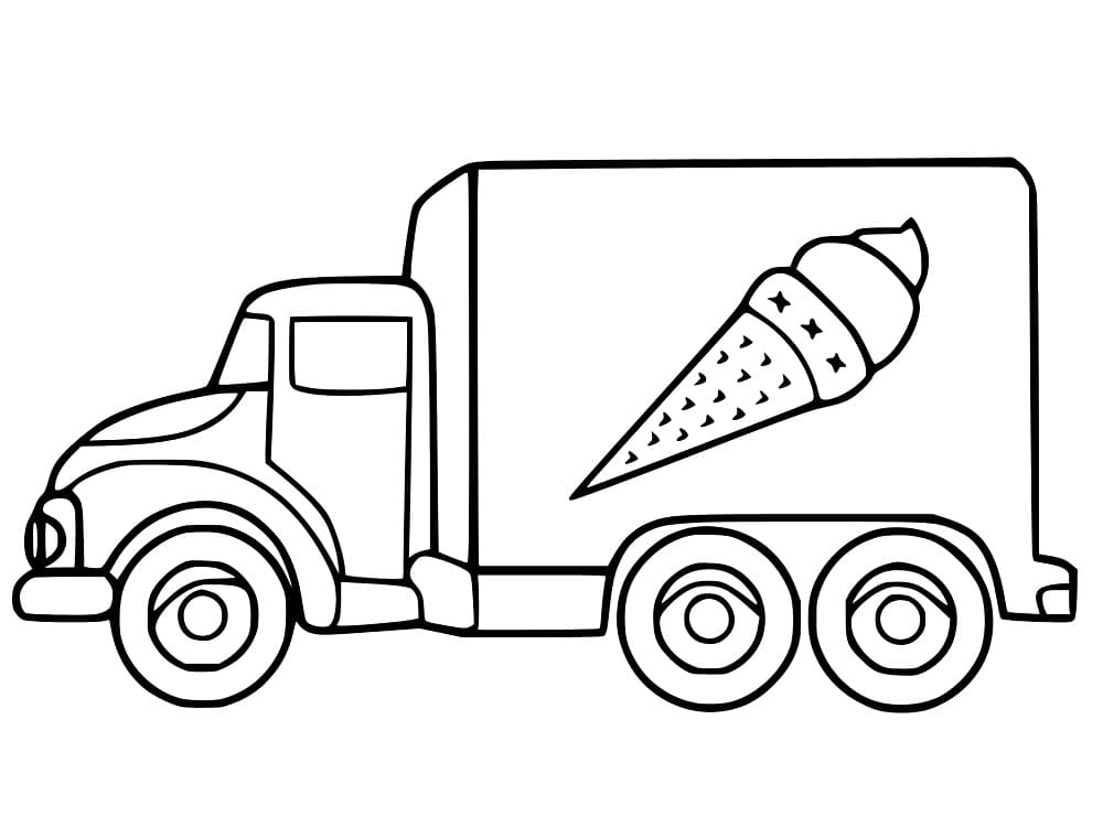 Desenho de Caminhão de Sorvete para Crianças de 5 Anos para Colorir