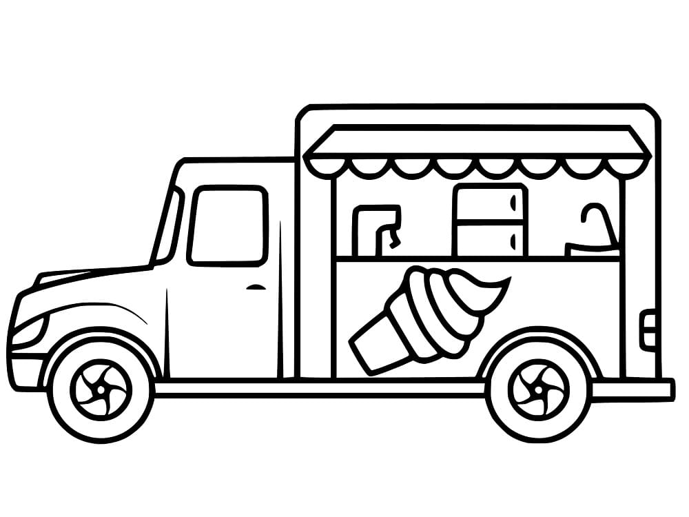 Desenho de Caminhão de Sorvete Simples para Colorir