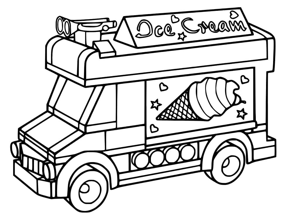 Desenho de Grátis Caminhão de Sorvete para Colorir
