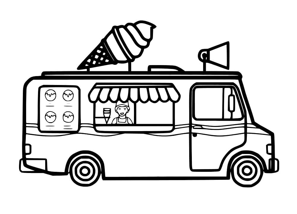 Desenho de Pintura de Caminhão de Sorvete para Colorir