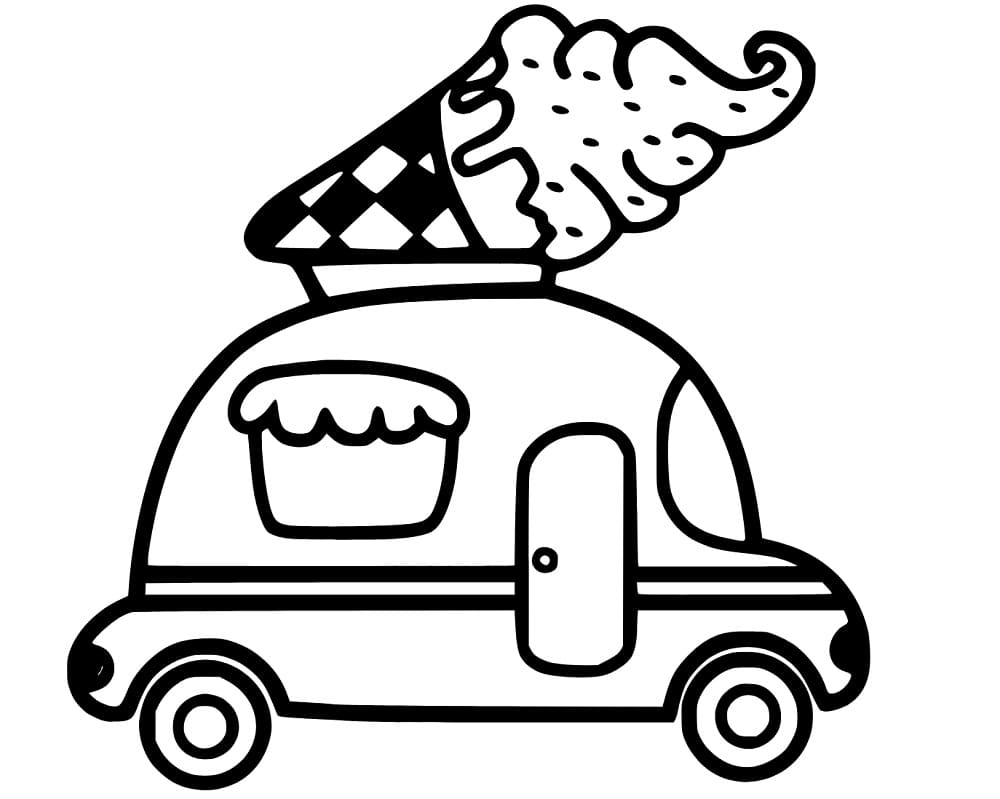 Desenho de um Caminhão de Sorvete Fofo para Colorir