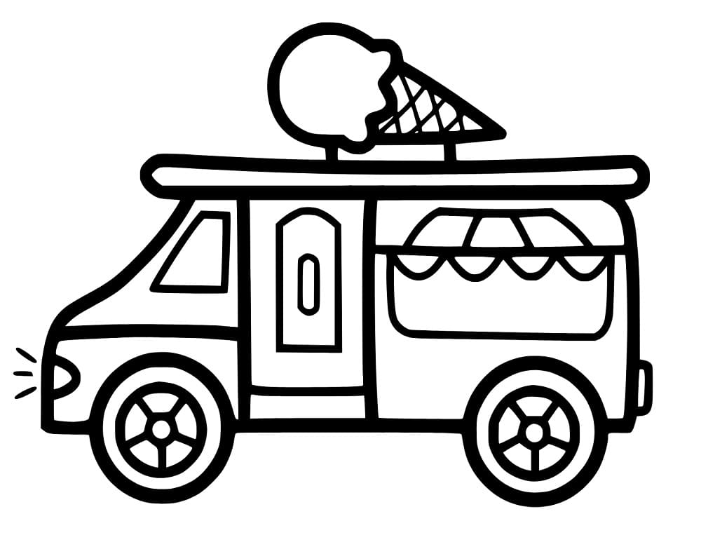 Desenho de um Caminhão de Sorvete Simples para Colorir