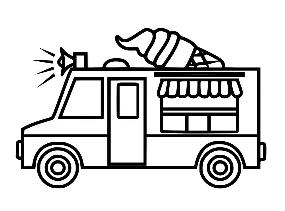 Desenho de um Caminhão de Sorvete para Colorir