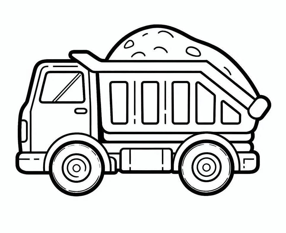 Desenho de Caminhão Caçamba Grátis para Colorir e Pintar