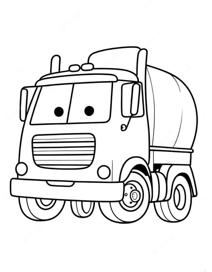 Desenho de Caminhão Fofo para Colorir e Pintar