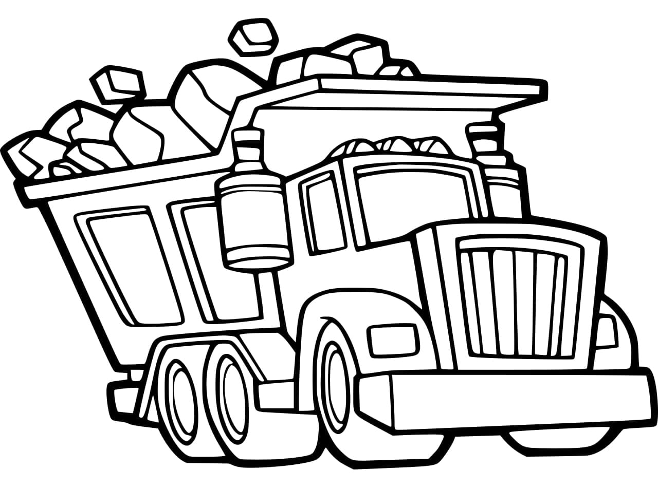Desenho de Caminhão Grande para Colorir e Pintar