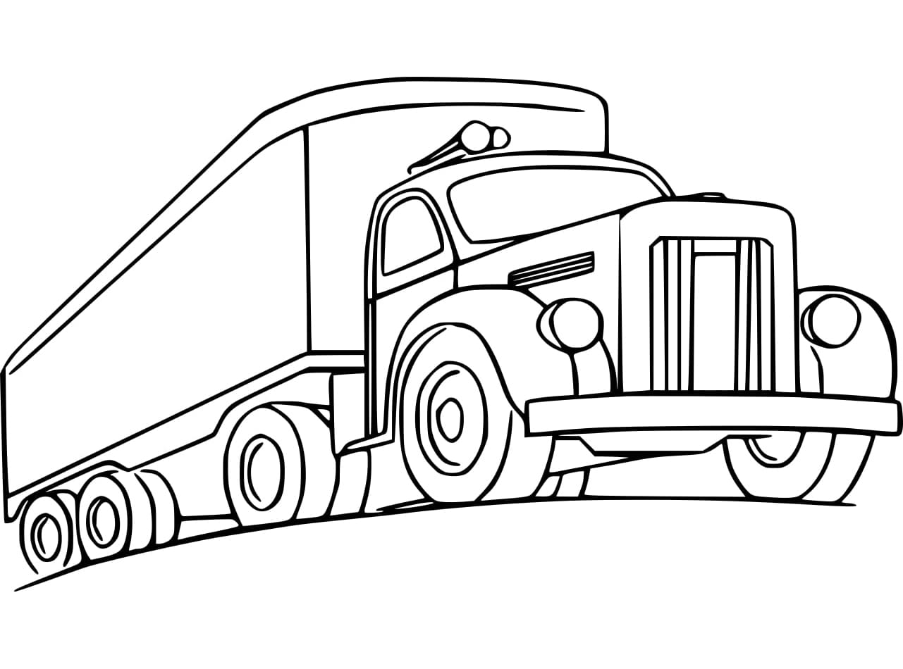 Desenho de Caminhão Grátis para Crianças para Colorir e Pintar