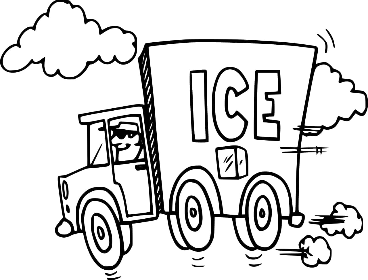 Desenho de Caminhão de Gelo para Colorir e Pintar