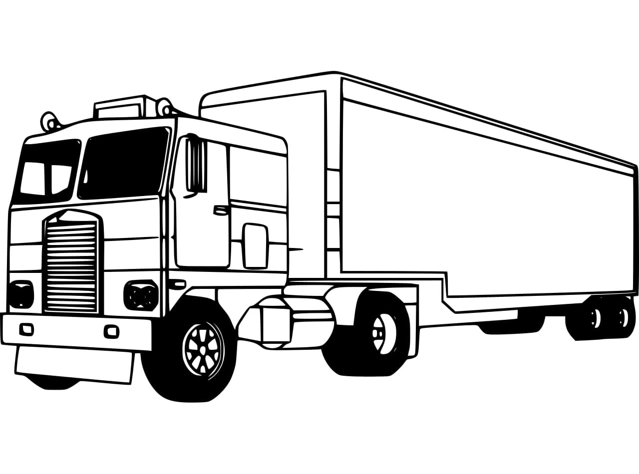 Desenho de um Belo Caminhão para Colorir e Pintar