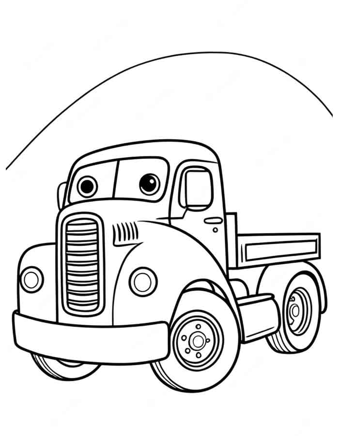 Desenho de um Caminhão Animado para Colorir e Pintar