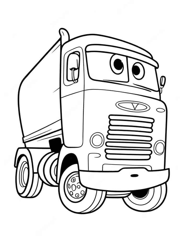 Desenho de um Caminhão Engraçado para Colorir e Pintar