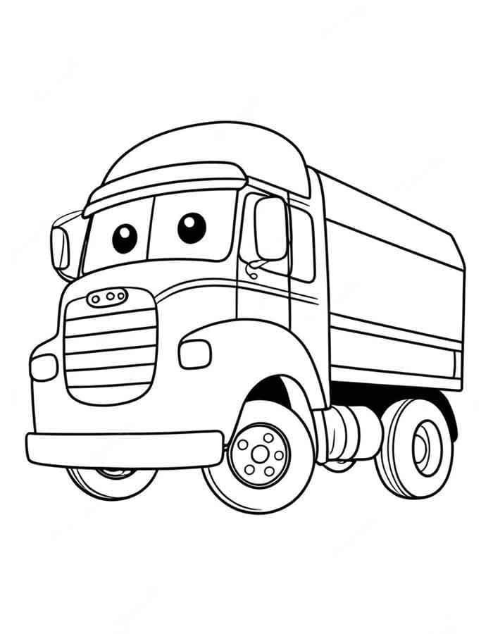 Desenho de um Caminhão Fofo para Colorir e Pintar