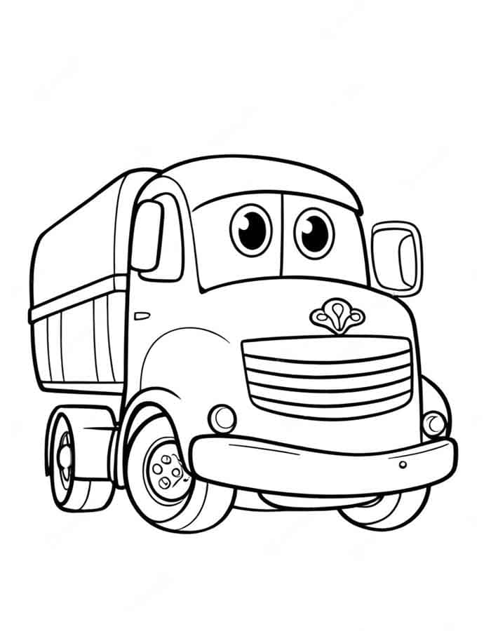 Desenho de um Caminhão Muito Fofo para Colorir e Pintar