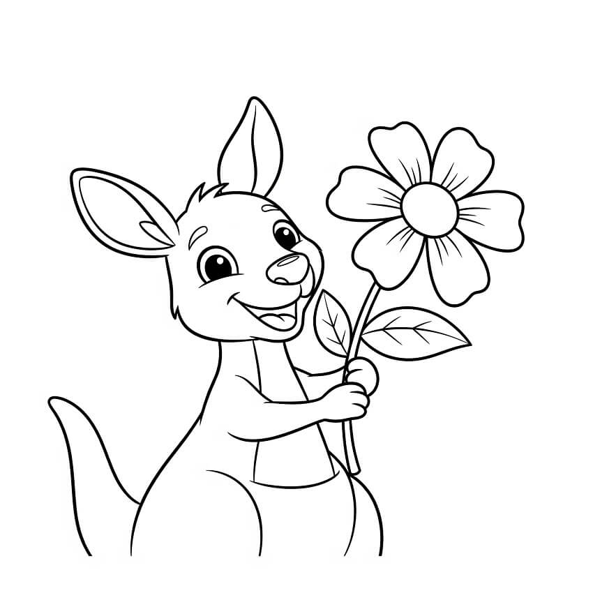 Desenho de Canguru Grátis para Crianças para Colorir