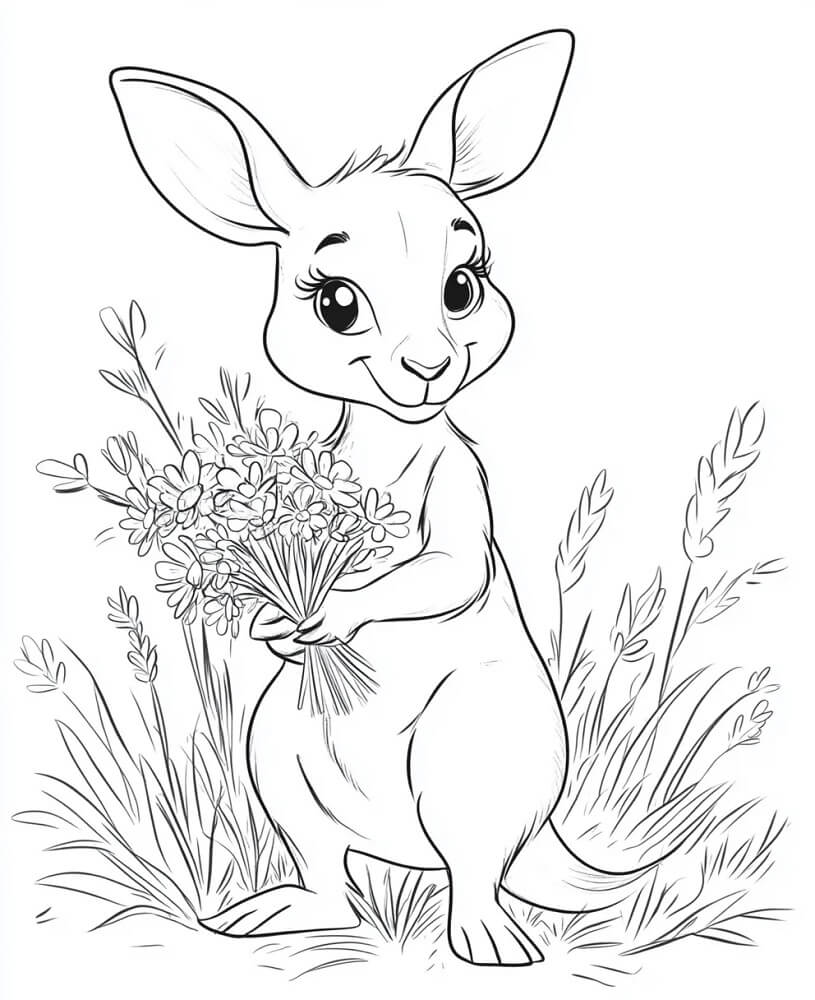 Desenho de Canguru Imprimível Grátis para Crianças para Colorir