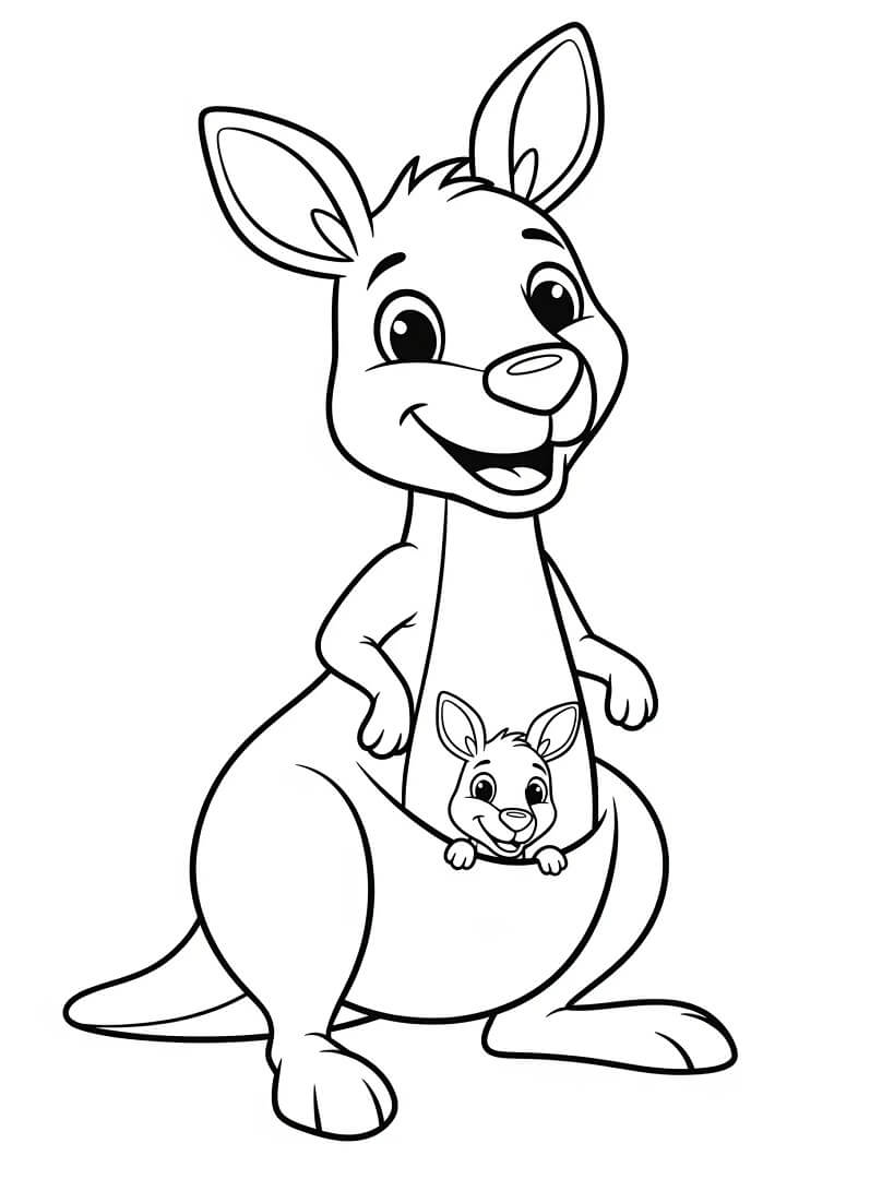 Desenho de Canguru Imprimível Grátis para Colorir