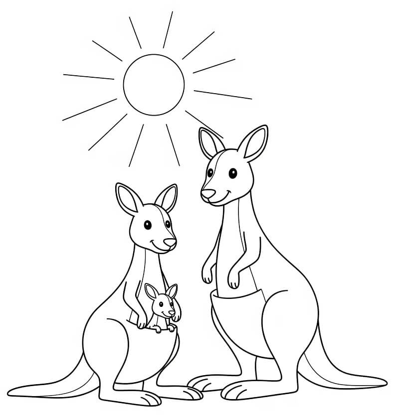Desenho de Canguru Imprimível para Crianças para Colorir