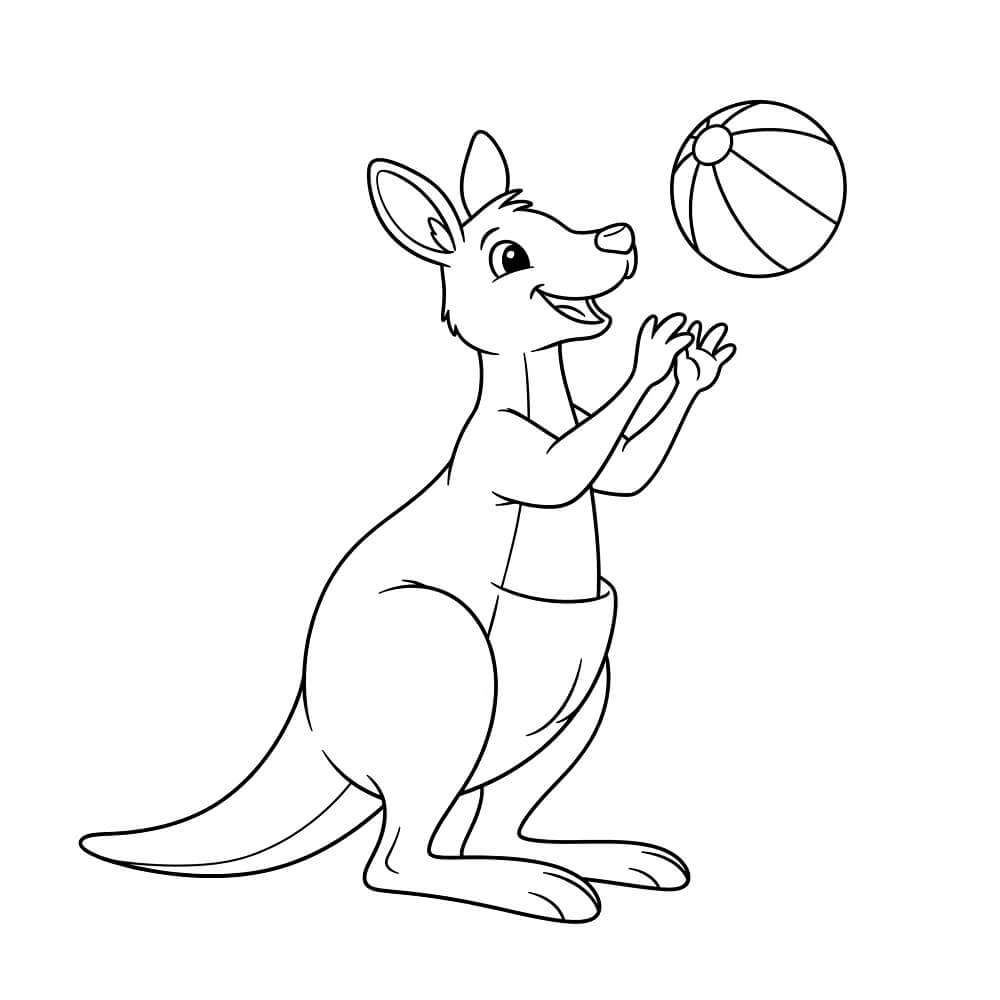 Desenho de Canguru Imprimível para Colorir