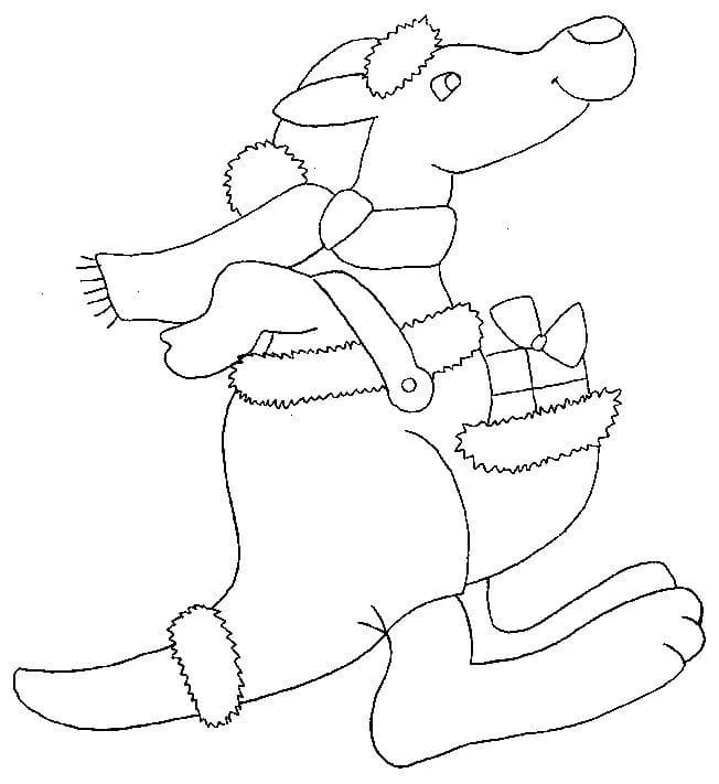 Desenho de Canguru de Natal para Colorir