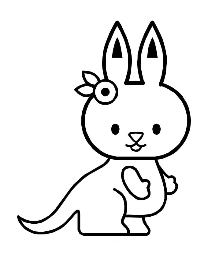 Desenho de Canguru Fofo para Colorir