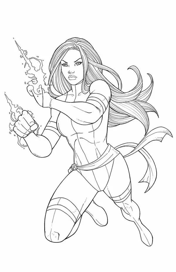 Desenho de Capitã Marvel Grátis para Colorir e Pintar