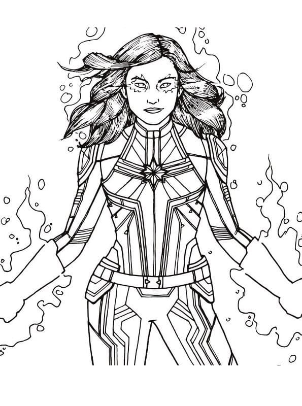 Desenho de Capitã Marvel Imprimivel Pdf para Colorir e Pintar