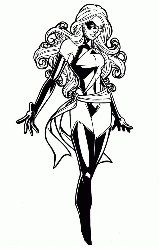 Desenho de Capitã Marvel para Colorir Imprimivel e Pintar