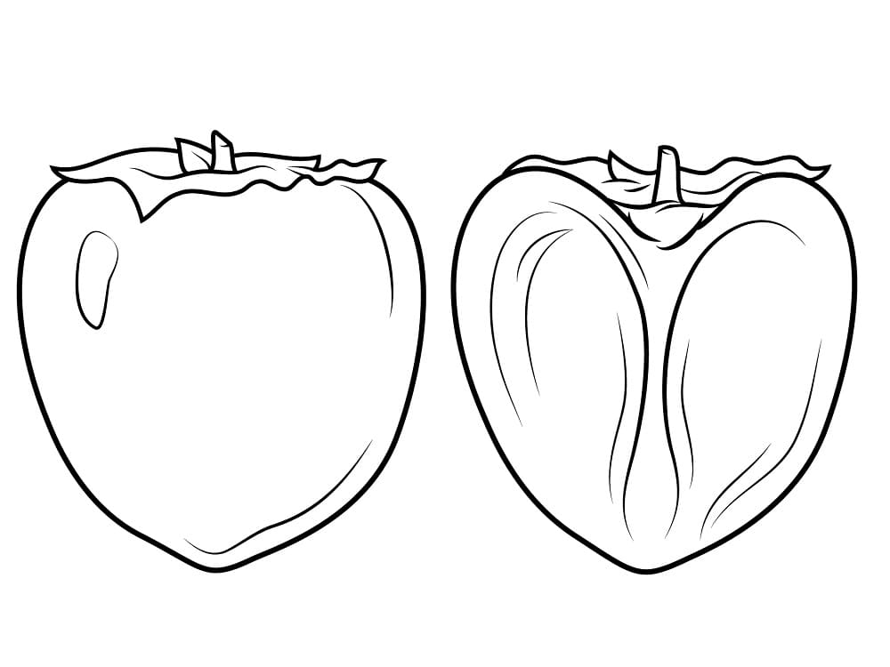 Desenho de Fruta Caqui para Colorir e Pintar
