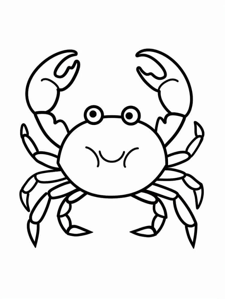 Desenho de Caranguejo Feliz para Colorir e Pintar