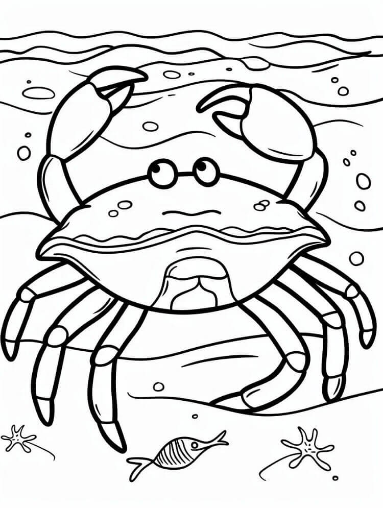 Desenho de Caranguejo Imprimivel Grátis para Crianças para Colorir e Pintar