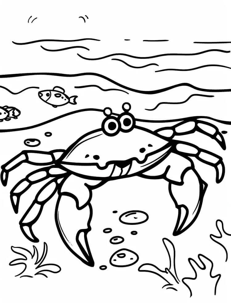 Desenho de Caranguejo Imprimivel para Crianças para Colorir e Pintar
