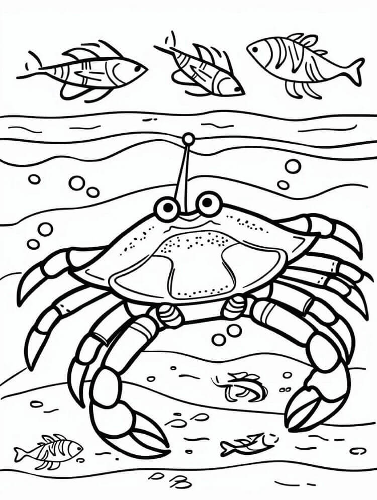 Desenho de Caranguejo para Crianças para Colorir e Pintar